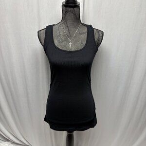 Venus Black Sleeveless Ruched Tank Top Womens Size Small Casual Layering